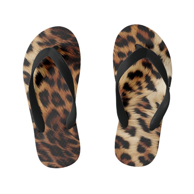 Brown Cream Leopard Animal  Kid's Thongs (Footbed)