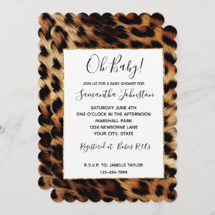 Brown Cream Leopard Animal Print  Invitation