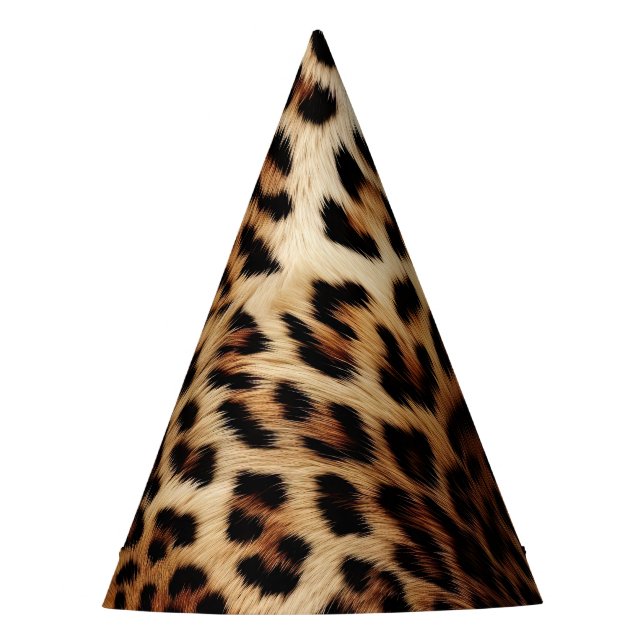 Brown Cream Leopard Animal Print  Party Hat (Front)