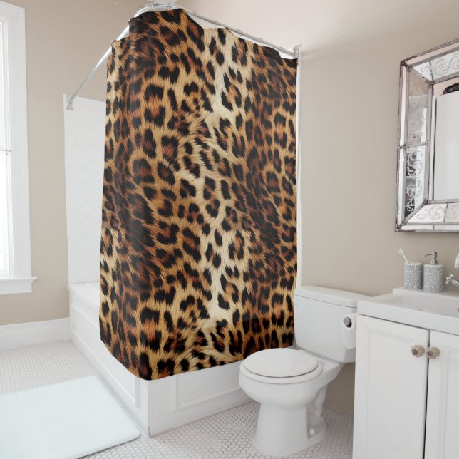 Brown Cream Leopard Animal  Shower Curtain (In Situ)