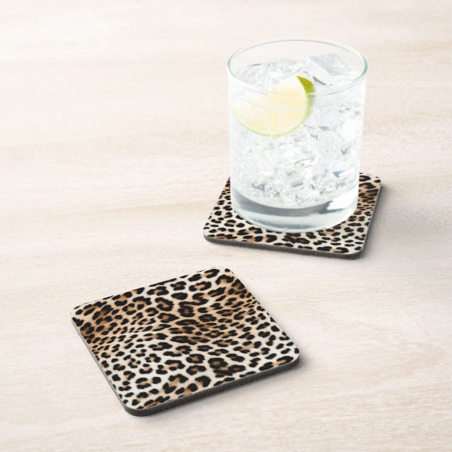 Brown Cream Leopard Print Coaster (Right Side)