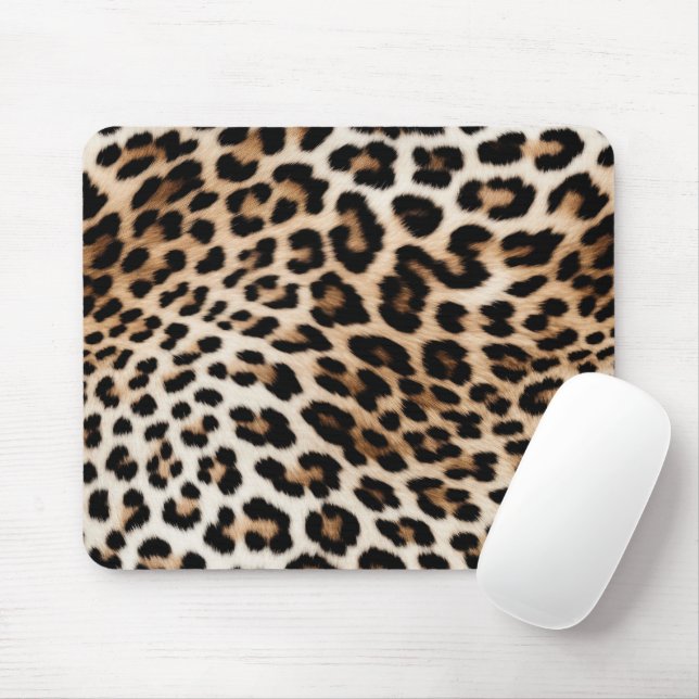 Brown Cream Leopard Print Mouse Pad (With Mouse)