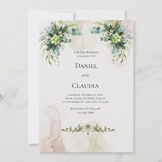 Brown Cream Minimalist Wedding Invitation (Front)
