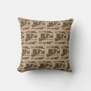 Brown Cream on Tan Mediterranean Small Mosaics Cushion