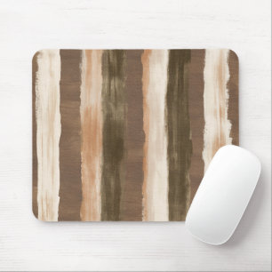 Brown Cream Orange Stripes Mouse Pad