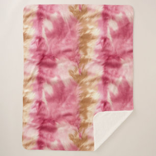 Brown Cream Pink Cowgirl Cowhide Sherpa Blanket