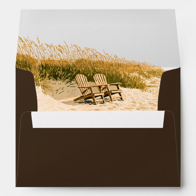 Brown Cream Script Return Address Wedding Envelope (Back (Bottom))