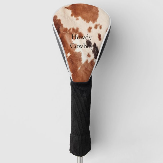 Brown Cream Southwest Cowhide Christmas Golf Head Cover (Front)