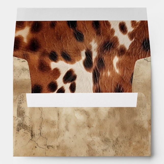 Brown Cream Southwest Cowhide Envelope (Back (Bottom))