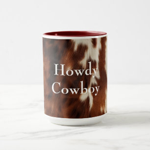 Brown Cream Southwest Cowhide Mug