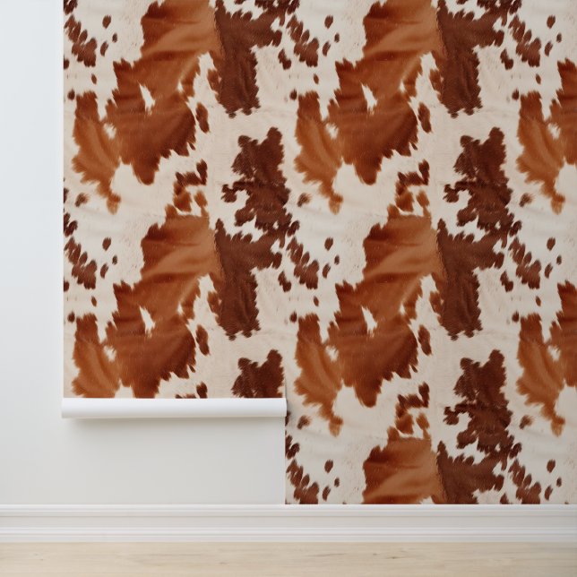 Brown Cream Southwest Cowhide Wallpaper (Application)