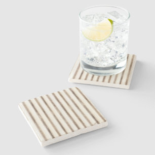 Brown Cream Stripes Stone Coaster
