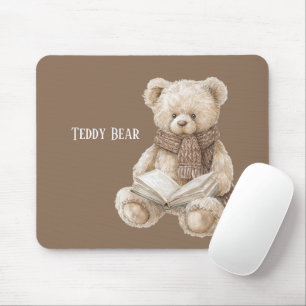 Brown Cream Teddy Bear Book Mouse Pad