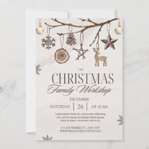 Brown Cream Vintage Christmas Invitation