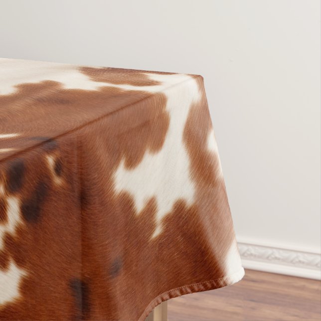 Brown Cream White Cowhide Tablecloth (In Situ)