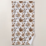 Brown Cream White Flowers Christmas Beach Towel<br><div class="desc">Brown Cream White Flowers</div>