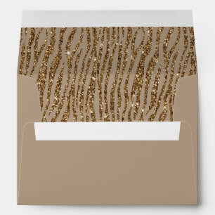 Brown Cream Zebra Animal Print Glitter    Envelope