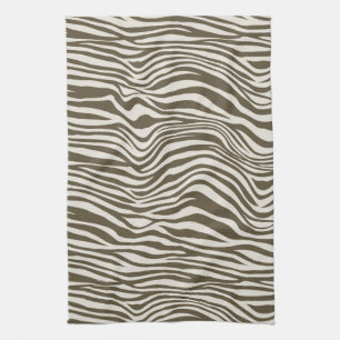 Brown Cream Zebra Print Tea Towel