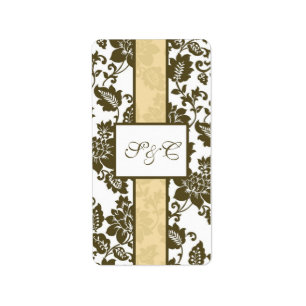 Brown/Creme Floral Damask Wedding Candy Wrapper Label