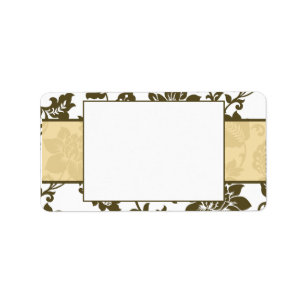 Brown/Creme Floral Damask Wedding Mailing Label