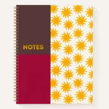Brown Crimson Gold Sunburst Notebook - L
