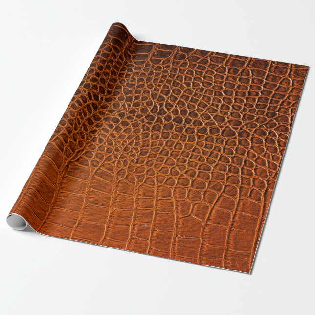 Brown crocodile leather wrapping paper (Unrolled)
