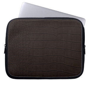 Brown Crocodile Skin Print Laptop Sleeve