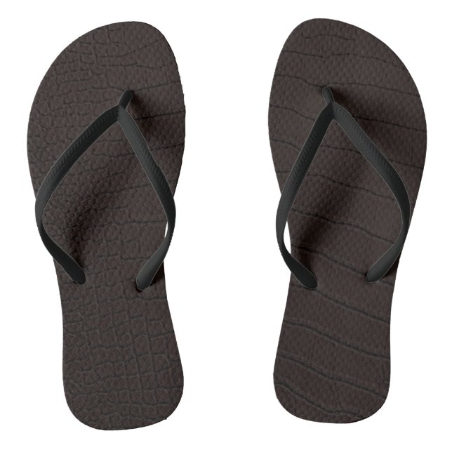 Brown Crocodile Skin Print Thongs (Footbed)