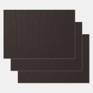 Brown Crocodile Skin Print Wrapping Paper Sheet