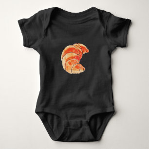 brown croissant bread baby bodysuit