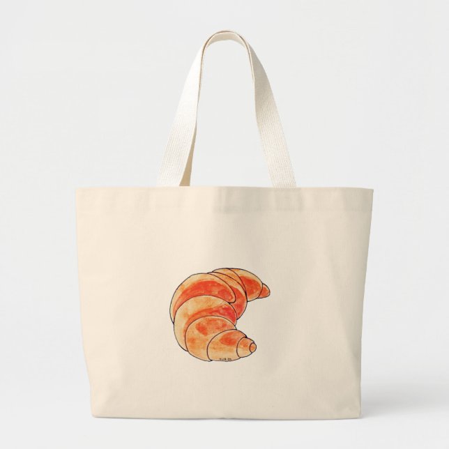 brown croissant bread large tote bag (Front)