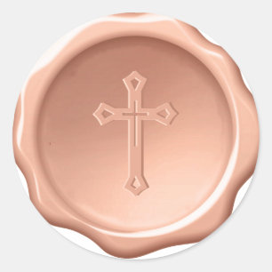 Brown Cross Wax Seal Embossed Religious 