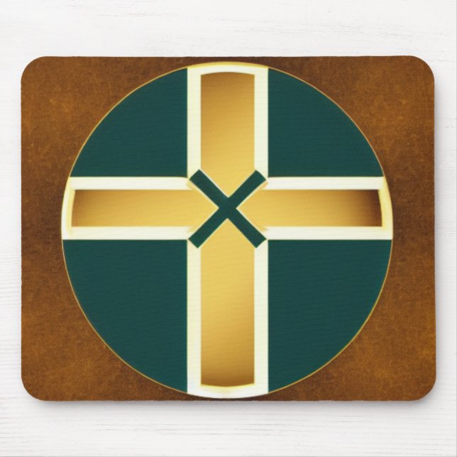 Brown Cross with Teal Background Mousepad (Front)