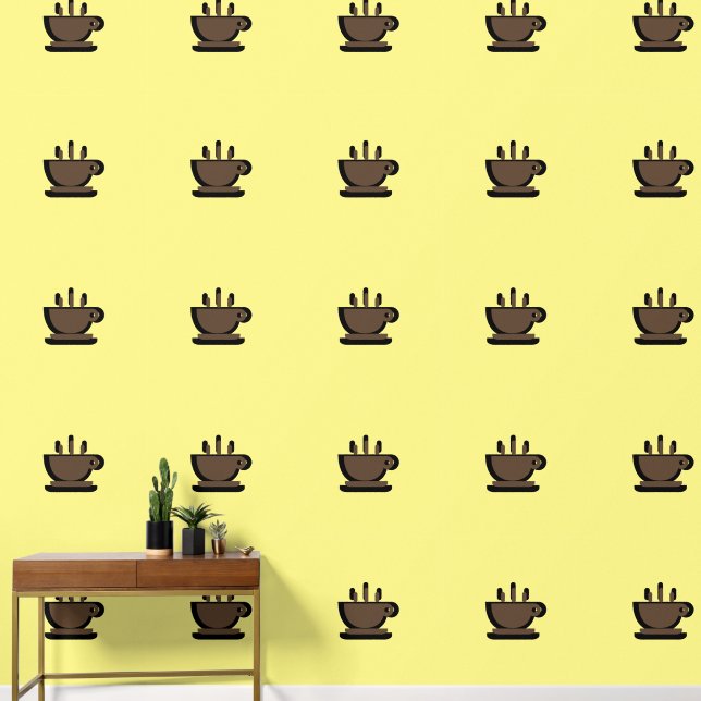 Brown Cup Of Java Yellow Kitchen  Wallpaper (Hallway)