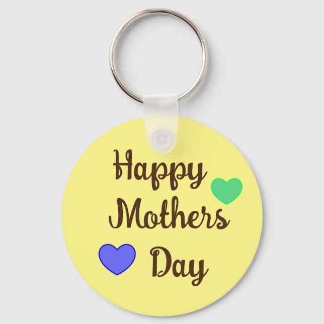 Brown Cursive Typography Happy Mothers Day, Key Ring (Front)