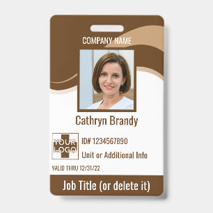 Brown custom Employee Security Id, logo, Bar Code ID Badge