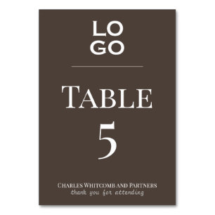 Brown Custom Logo Business or Corporate Event Table Number