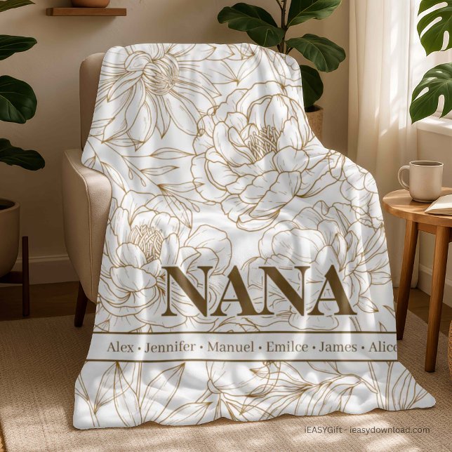Brown Custom NANA Names Fleece Blanket (Creator Uploaded)