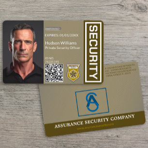 Brown Custom Security Guard Photo Badge ID Badge