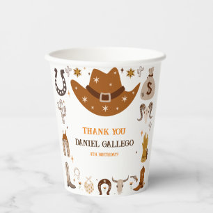 Brown Cute Cowboy Birthday party Paper Cups