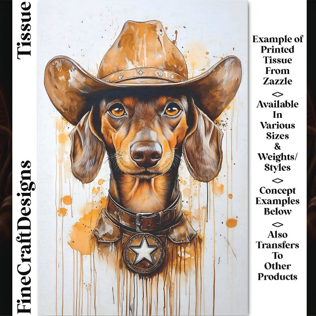 Brown Dachshund Cowboy Sheriff Dog DP1 Decoupage Tissue Paper (Creator Uploaded)