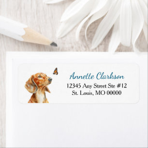 Brown Dachshund Dog Butterfly Wonder Return Address Label