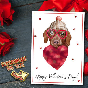 Brown Dachshund Dog Lover Valentine Gift Holiday Card