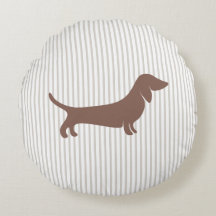 Brown Dachshund on Beige Stripes