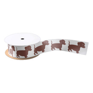Brown Dachshunds Pattern Satin Ribbon