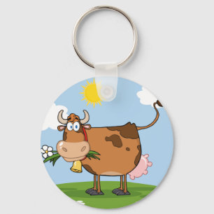 Brown Dairy Cow Key Ring