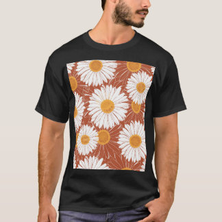 Brown Daisies: Seamless Flower Pattern T-Shirt