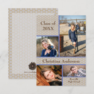 Brown Daisy Collage - 3x5 Graduation Announcement