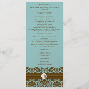 Brown Damask Monogram Wedding Program