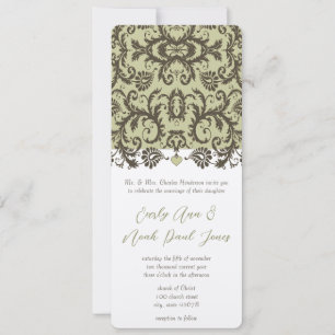 Brown Damask Wedding Invitation